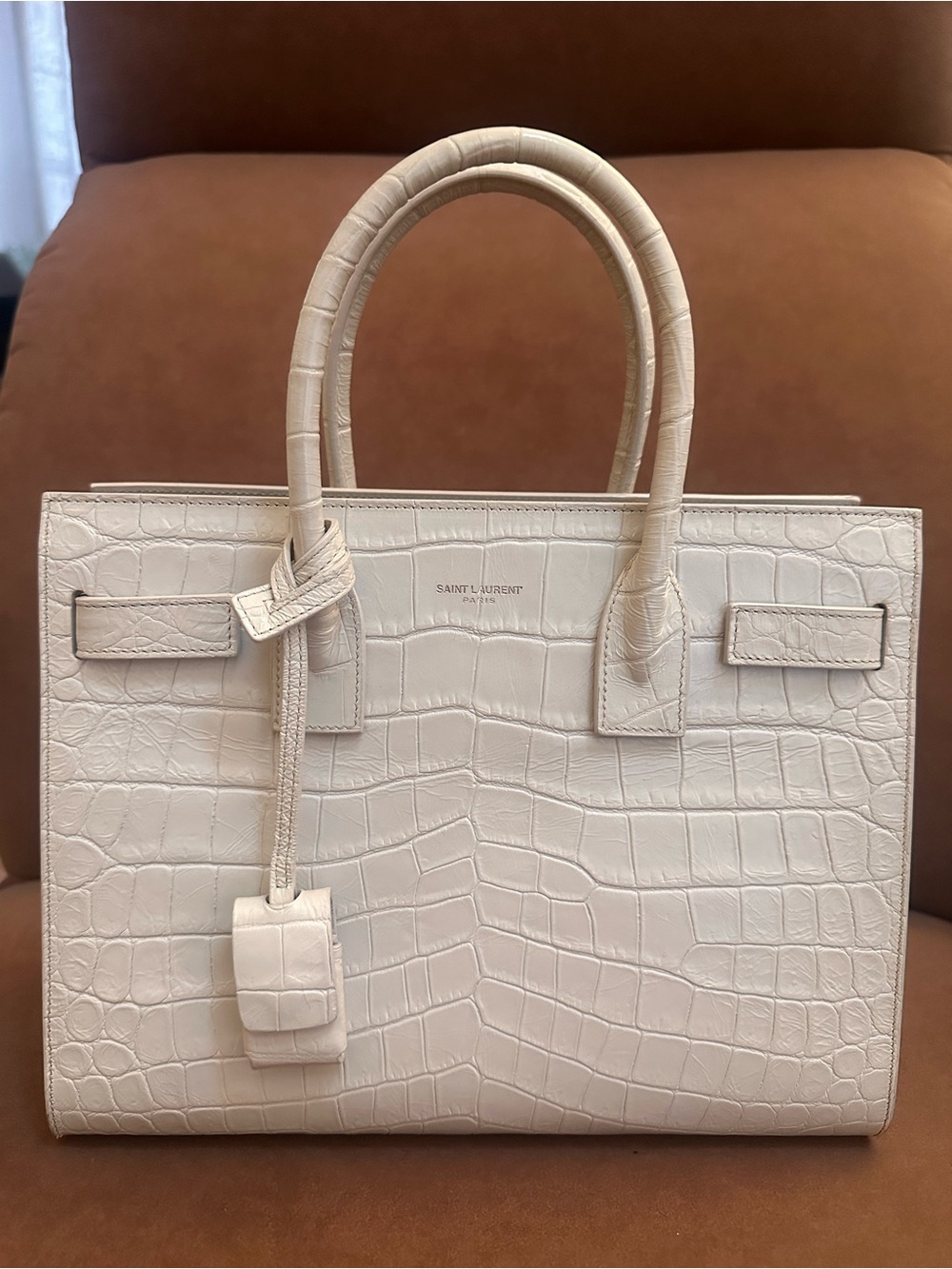 Yves Saint Laurent Sac De Jour Baby YSL Embossed Croc